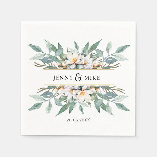 Serviette En Papier serviettes simples et élégantes à fleurs d'eucalyp (Devant)