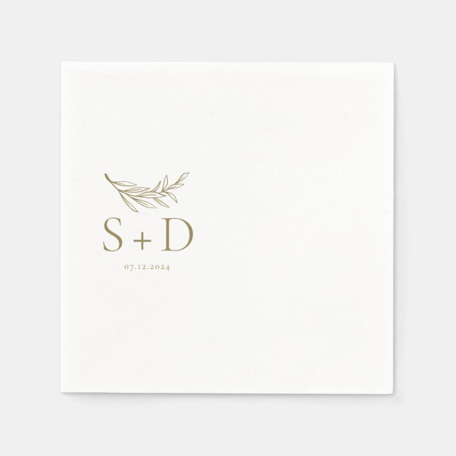 Serviette En Papier Serviettes simples Mariage en or monogramme (Devant)