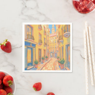 Serviette En Papier Serviettes Sunny European Street - Architecture co