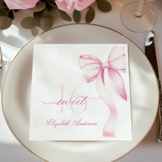 Serviette En Papier Serviettes Sweet 16 à ruban rose