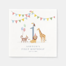 Serviettes thème Animaux Sauvages aquarelle pour f