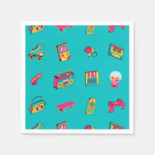 Serviette En Papier Serviettes - thème rétro amusant des années 90