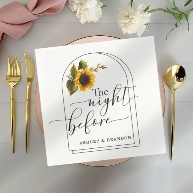 Serviette En Papier Serviettes Tournesol Minimal Script La Nuit Avant (Créateur téléchargé)