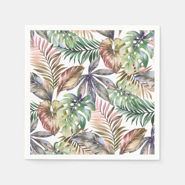 Serviette En Papier Serviettes Tropicales Feuilles de Palmier Vertes e (Devant)