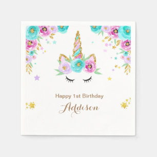 Serviette En Papier serviettes Unicorne avec fleurs