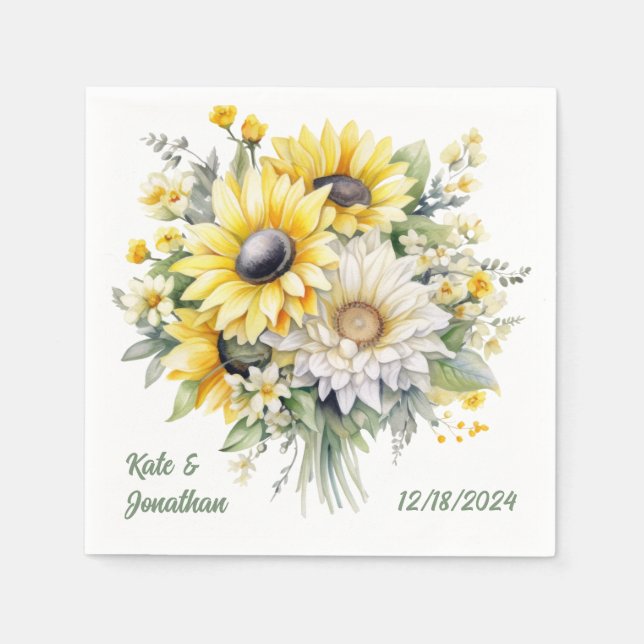 Serviette En Papier Serviettes Wedding showers personnalisées Fleurs d (Devant)