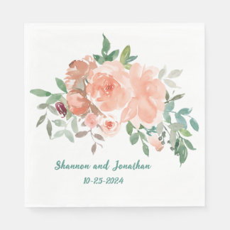 Serviette En Papier Serviettes Wedding showers personnalisées Peach Ro