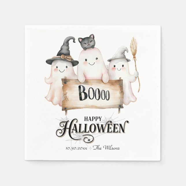 Serviette En Papier Serviettes Whimsical Halloween Party avec sorcière (Devant)