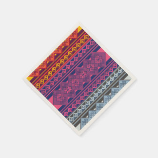 Serviette En Papier Servilleta Diseño Andino Azul, Naranja y Magenta