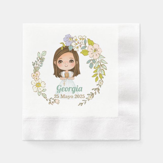 Serviette En Papier Servilletas Primera Comunión GEORGIA (Devant)