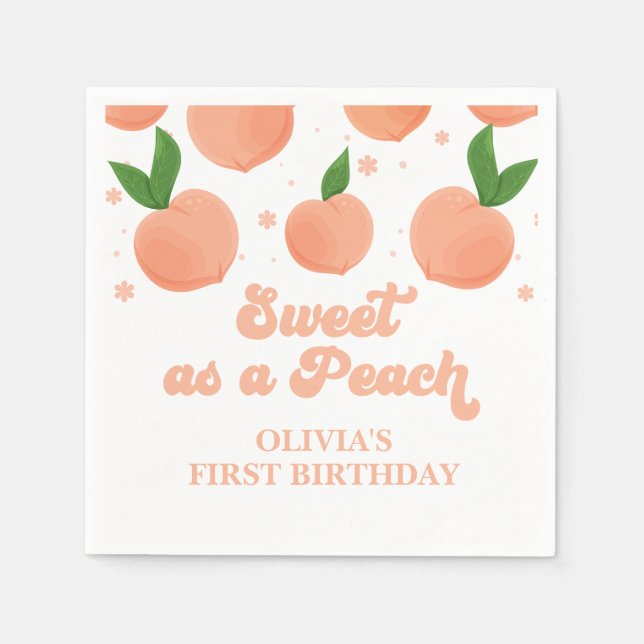 Serviette En Papier Servir comme une serviette d'anniversaire Peach (Devant)
