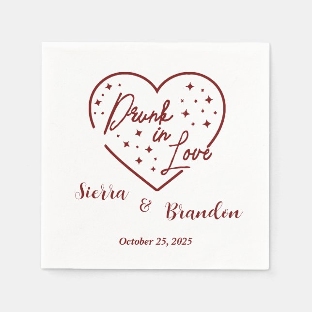 Serviette En Papier Servir Dans L'Amour Personnalisé Mariage Serviette (Devant)