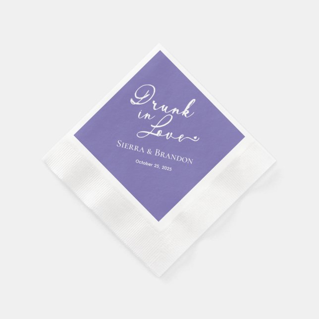 Serviette En Papier Servir Dans L'Amour Violet Mariage Monogram servie (Coin)
