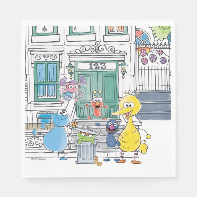 Serviette En Papier Sesame Pals Doodley Graphisme (Devant)