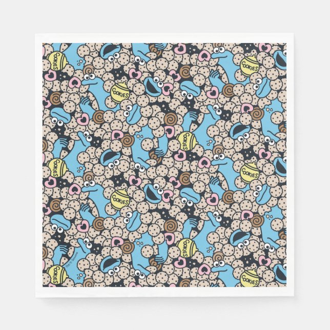 Serviette En Papier Sésame Sésame | Cookie Monster Doodle Motif (Devant)