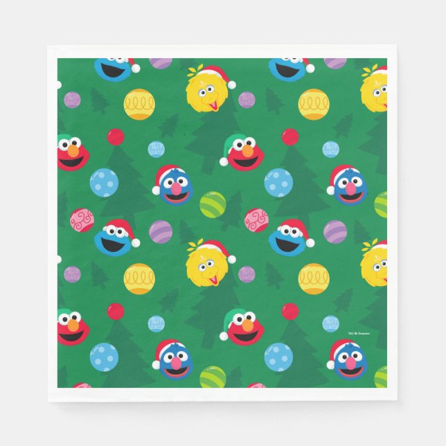 Serviette En Papier Sesame Street Christmas Tree Motif (Devant)