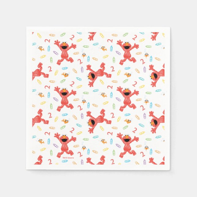Serviette En Papier Sesame Street Elmo | Anniversaire Crayon (Devant)