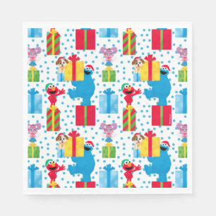 Serviette En Papier Sesame Street Noël Présente Motif
