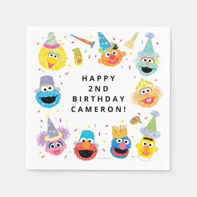 Serviette En Papier Sesame Street Pals Confetti Anniversaire (Devant)