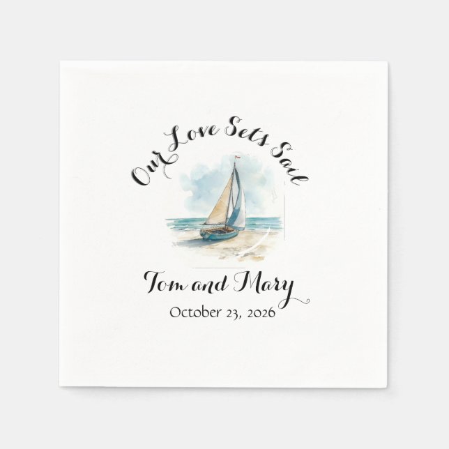 Serviette En Papier Set Sail Cadeau Napkin (Devant)
