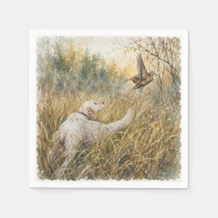 Serviette En Papier Setter anglais, chasse à la bécasse