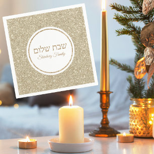 Serviette En Papier Shabbat Shalom juif personnalisé paillettes dorées