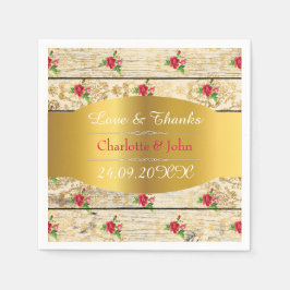 Serviette En Papier Shabby Chic Personnalisé Golden Rustic Mariage