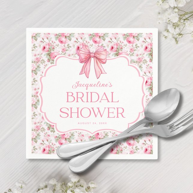 Serviette En Papier Shabby Chic Rose Ruban Mariage Shower (Créateur téléchargé)