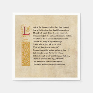 Serviette En Papier Shakespeare Sonnet 3 (III) sur Parchemin