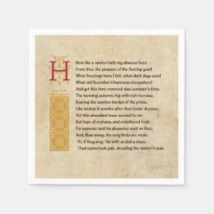 Serviette En Papier Shakespeare Sonnet 97 (XCVII) sur Parchemin