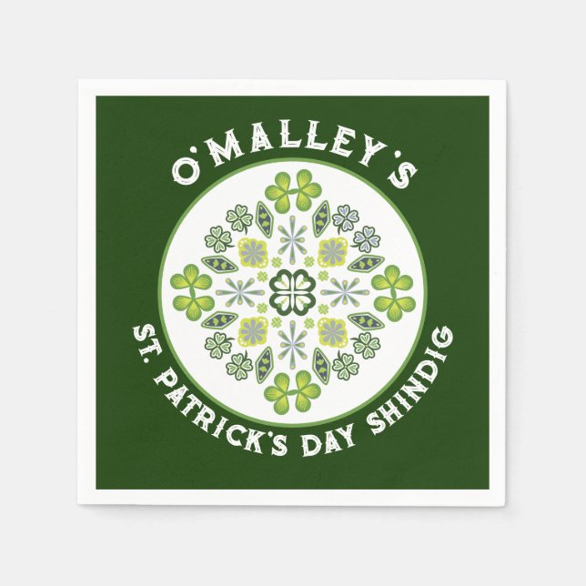 Serviette En Papier Shamrock Clover Mandala St. Patrick's Day Party (Devant)