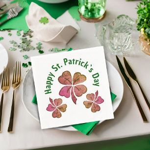Serviette En Papier Shamrock Clover rose St Patrick`s Day Party