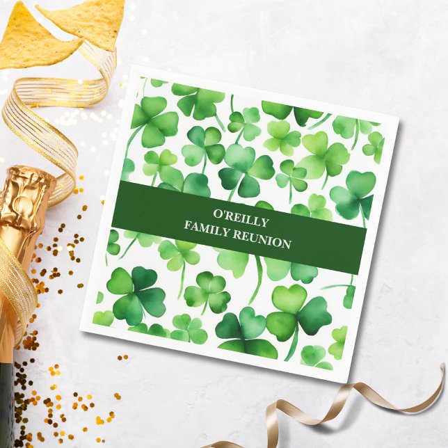 Serviette En Papier Shamrock d'aquarelle du nom de famille irlandais (Créateur téléchargé)