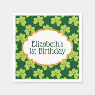 Serviette En Papier Shamrock de Clover Vert mignon Anniversaire Motif