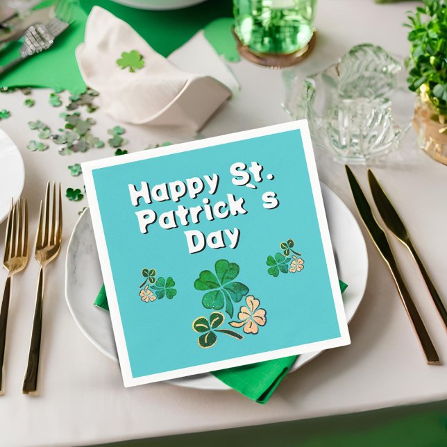 Serviette En Papier Shamrock moderne Clover Joyeux Saint Patrick`s Day (Créateur téléchargé)