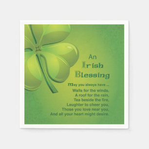 Serviette En Papier Shamrock vert de bénédictions irlandaises,