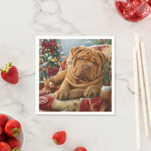 Serviette En Papier Shar Pei Chien Festif de Noël