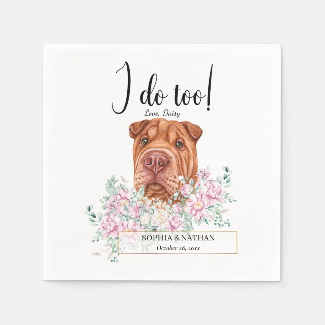 Serviette En Papier Shar Pei Chien Mariage Cocktail Napkins (Devant)