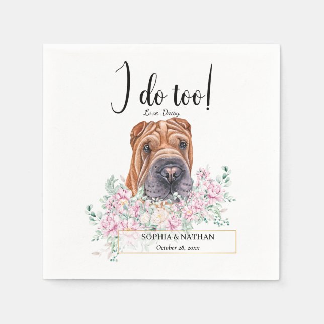 Serviette En Papier Shar Pei Chien Mariage Cocktail Napkins (Devant)