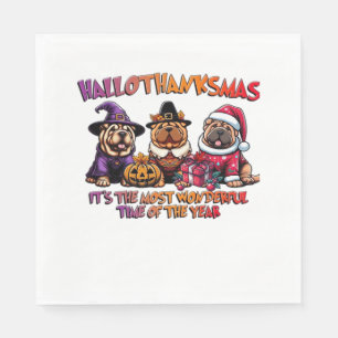 Serviette En Papier Shar Pei Halloween Thanksgiving Noël classique