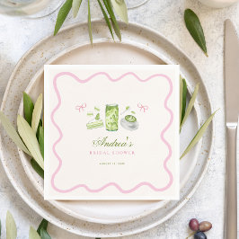 Serviette En Papier She Found Her Perfect Matcha Bow Bridal Shower