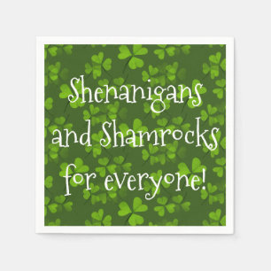 Serviette En Papier Shenanigans et Motif Shamrock St Patrick's Day