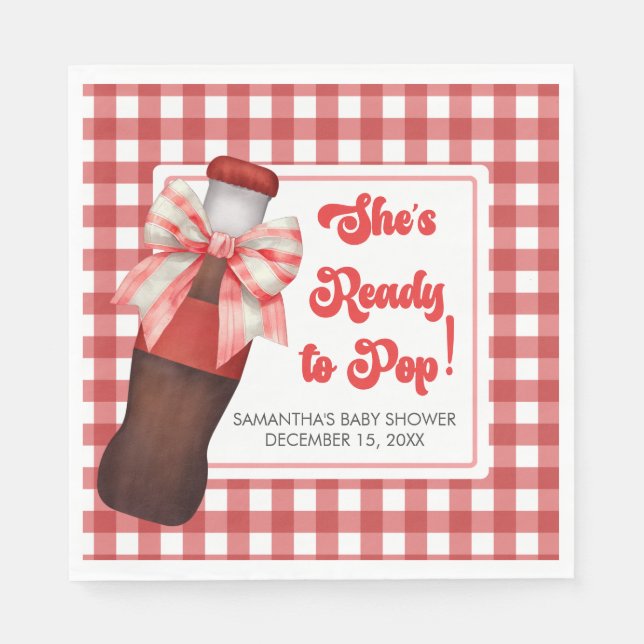 Serviette En Papier She's Ready to Pop Baby Shower  (Devant)