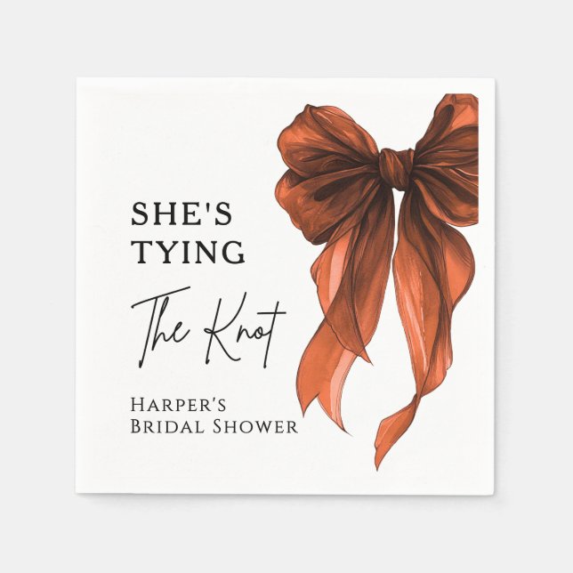 Serviette En Papier She's Tying The Knot Orange Bow Bridal Shower (Devant)