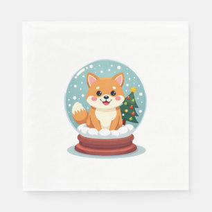 Serviette En Papier Shiba Snow Globe