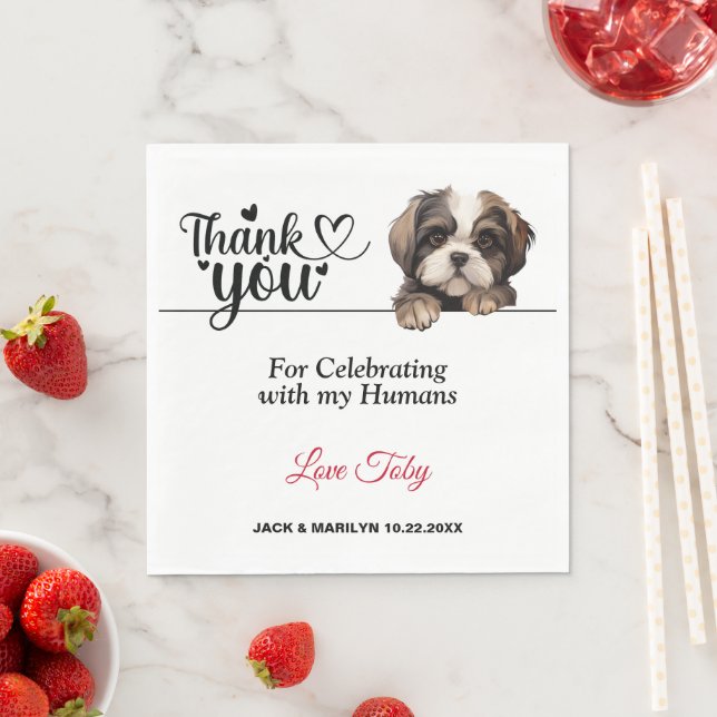 Serviette En Papier Shih Tzu Merci Mariage (En situation)