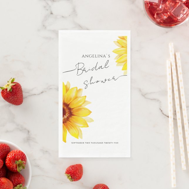 Serviette en papier Shower de mariage Tournesol (En situation)