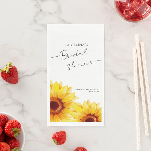 Serviette en papier Shower Mariage Tournesol (En situation)