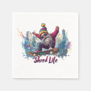 Serviette En Papier Shred Life - Cool Skateboard Gnome
