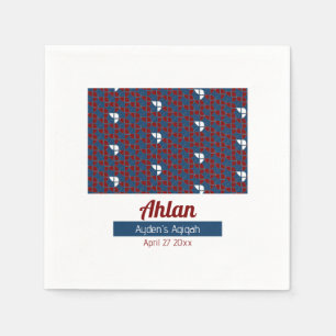 Serviette En Papier SHRIMPLY Red Blue Motif, Baby shower Aqiqah